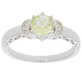 Green Peridot 14K White Gold Ring featuring Diamond accents, elegantly designed for sophisticated style.